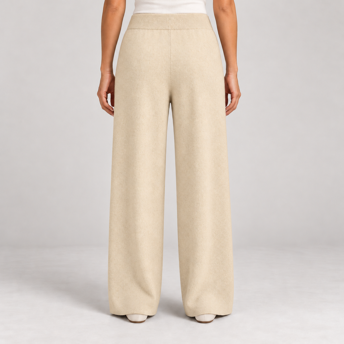 Women's Wide-Leg Knit Trousers – Drawstring Waist & Relaxed Fit