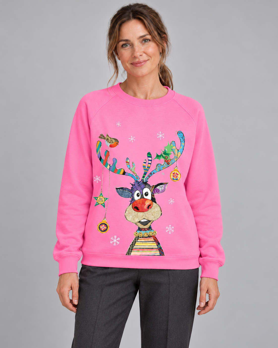 Women’s Christmas Jumper With Reindeer Graphic