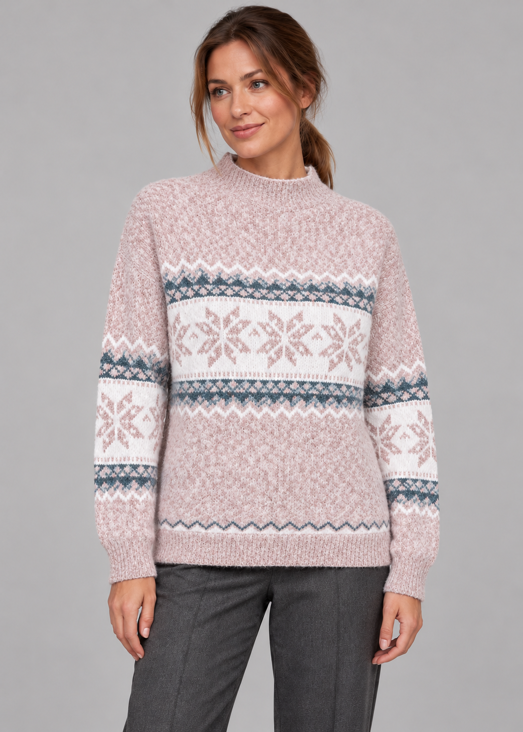 Women’s Christmas Jumper With Snowflake Mock Neck