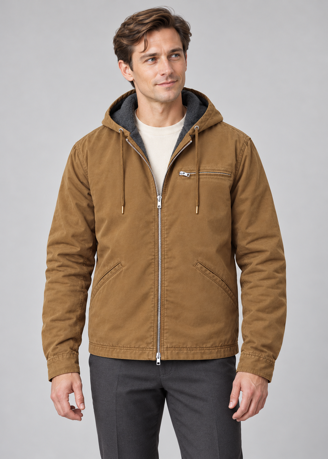 Men’s Jacket With Hood And Fleece Lining