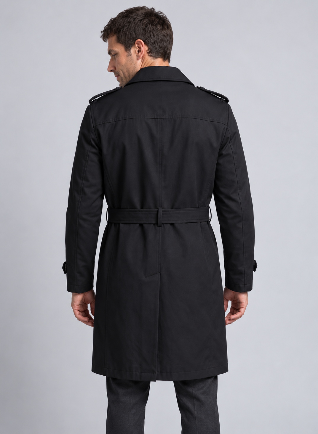 Men’s Trench Coat With Belted Waist