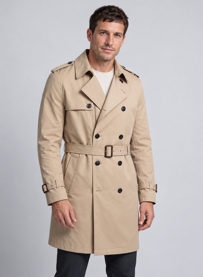 Men’s Trench Coat With Belted Waist