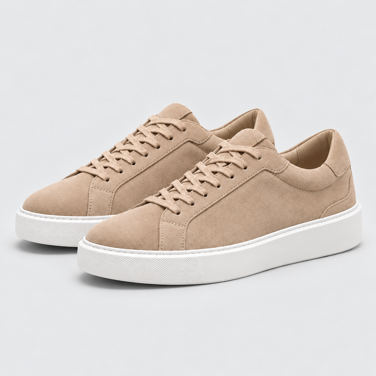 Men's Suede-Look Low-Top Trainers – Lace-Up Style