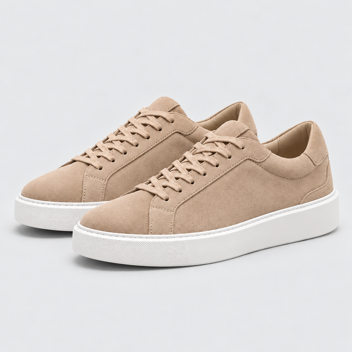 Men's Suede-Look Low-Top Trainers – Lace-Up Style