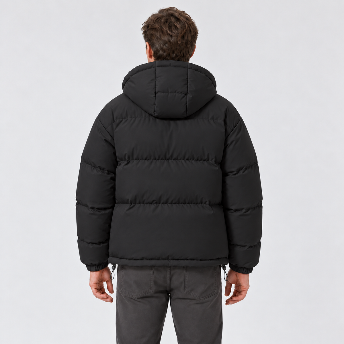 Men's Hooded Puffer Jacket – Zip Front & Relaxed Fit