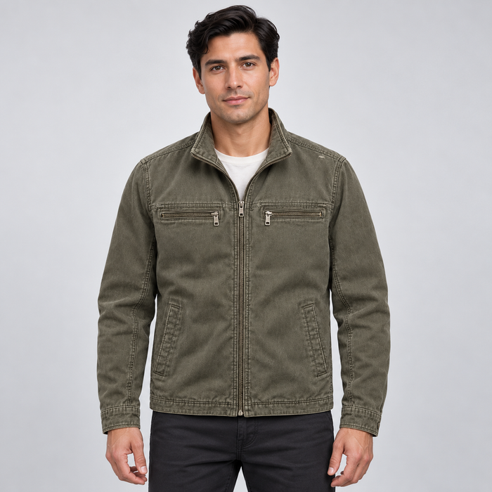 Men's Vintage Field Jacket – Stand Collar & Regular Fit