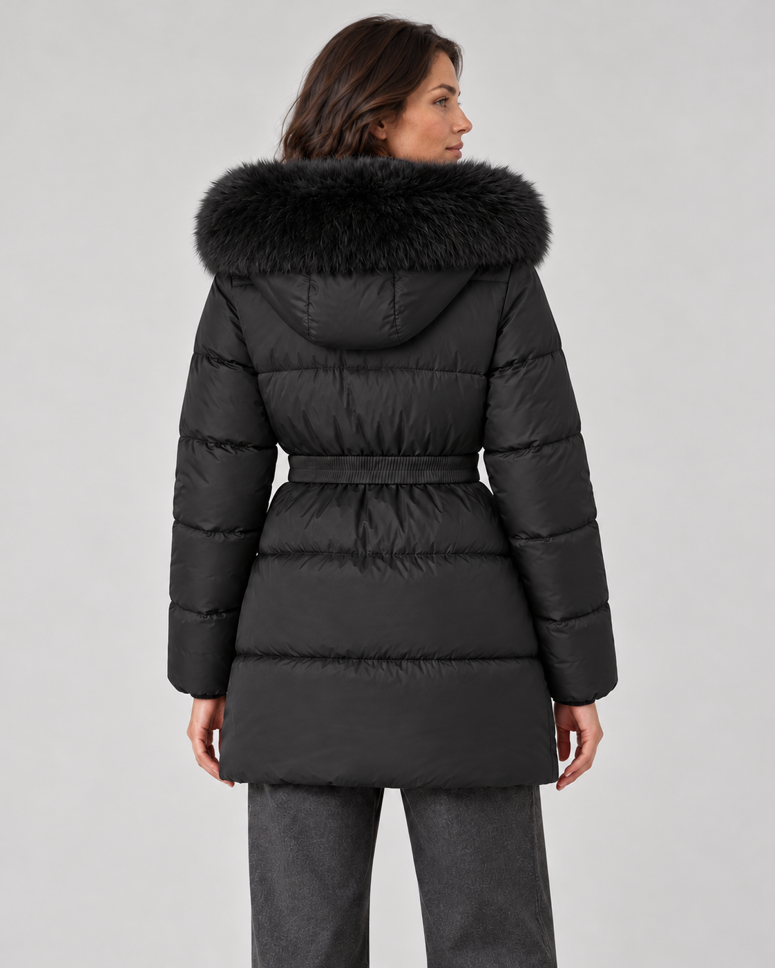 Women’s Puffer Jacket With Faux Fur Hood