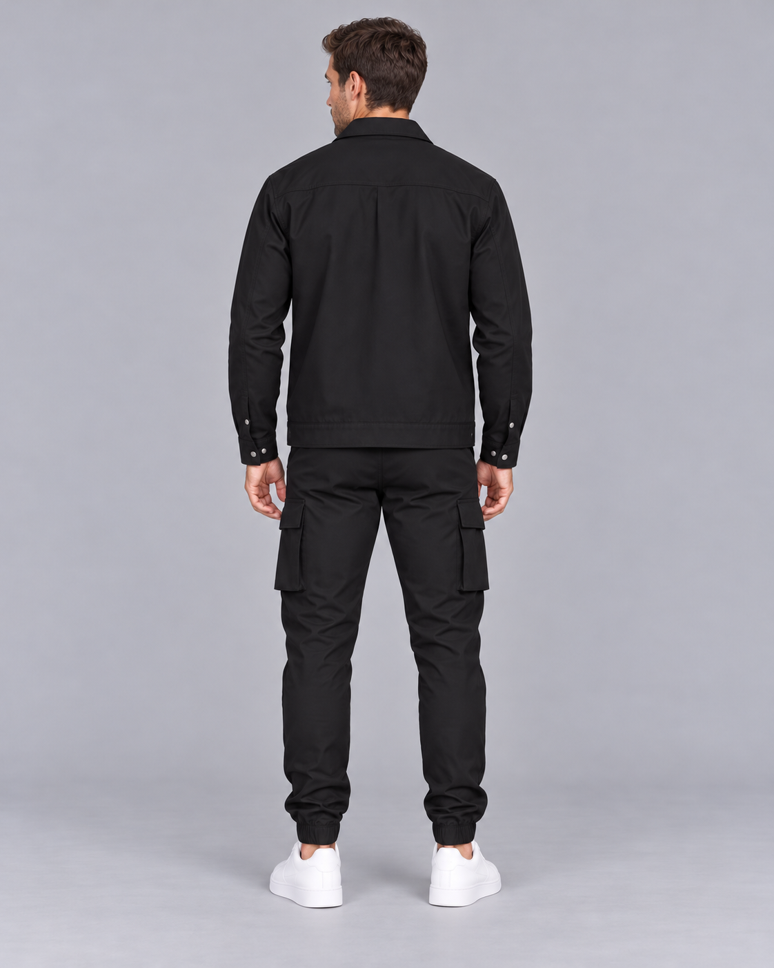 Men's Cargo Jacket and Jogger Set – Collar & Flap Pockets