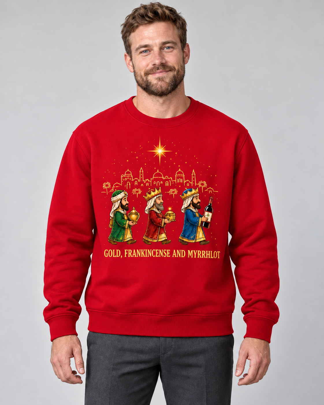 Men’s Christmas Jumper With Wise Men Graphic