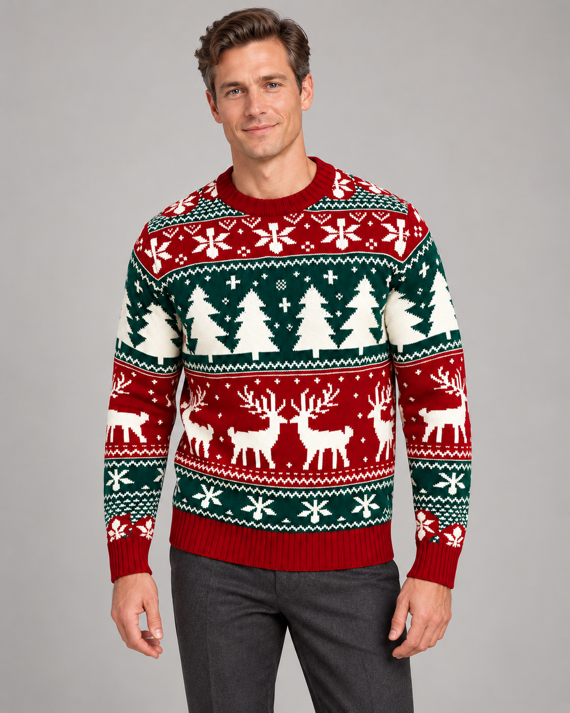 Men’s Christmas Jumper With Fair Isle Reindeer