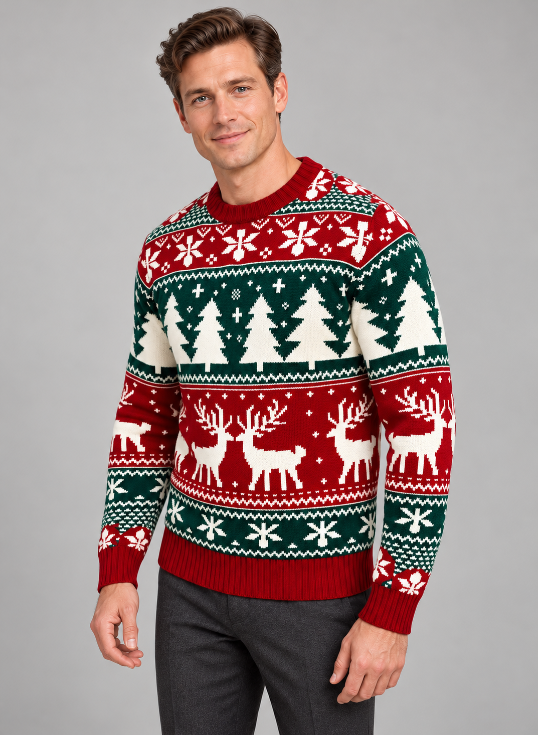 Men’s Christmas Jumper With Fair Isle Reindeer