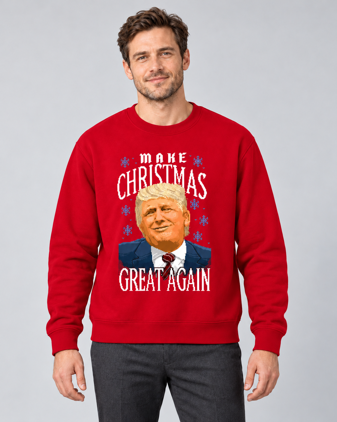 Men’s Christmas Jumper With Trump Graphic