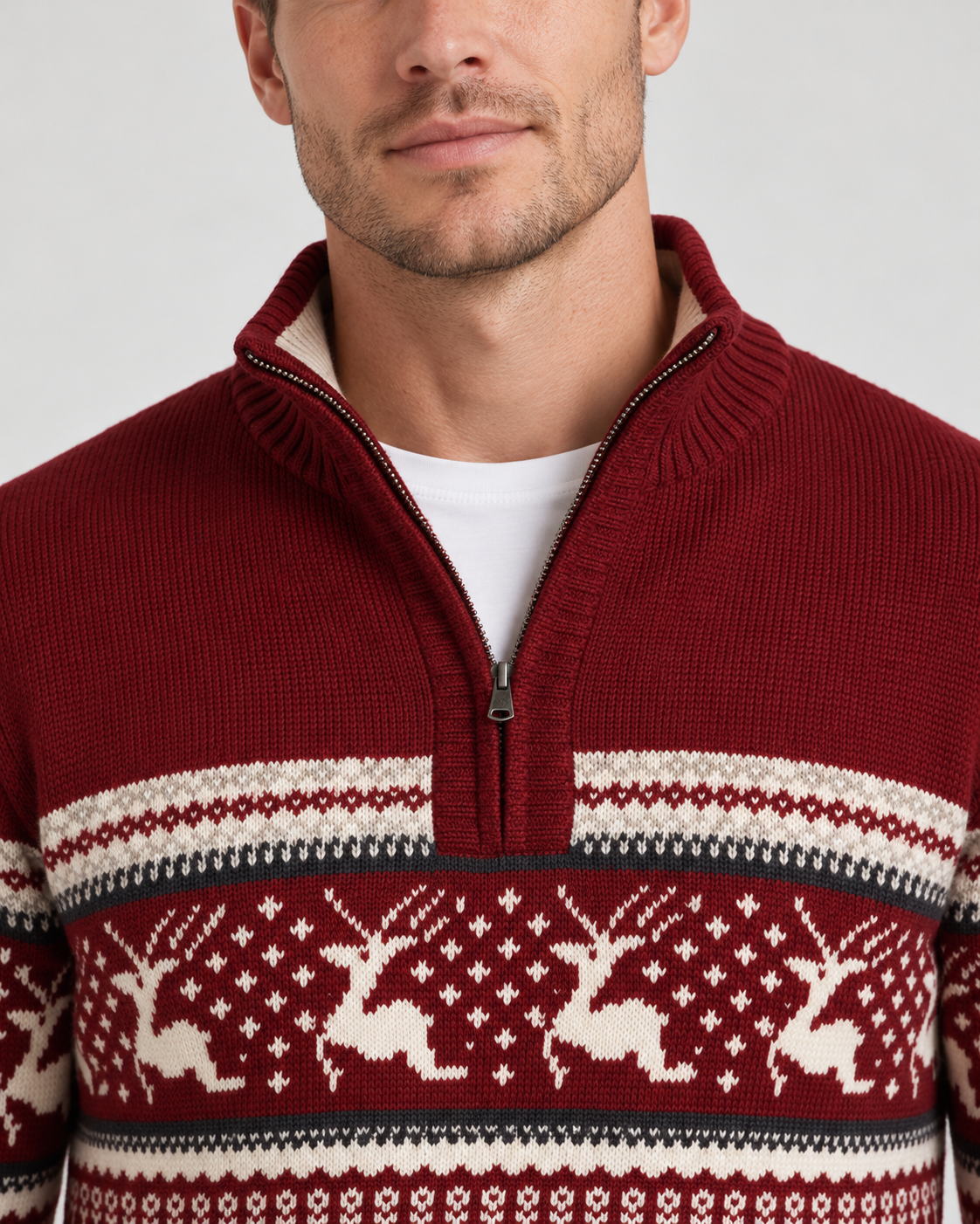 Men’s Christmas Jumper With Half-Zip Neck