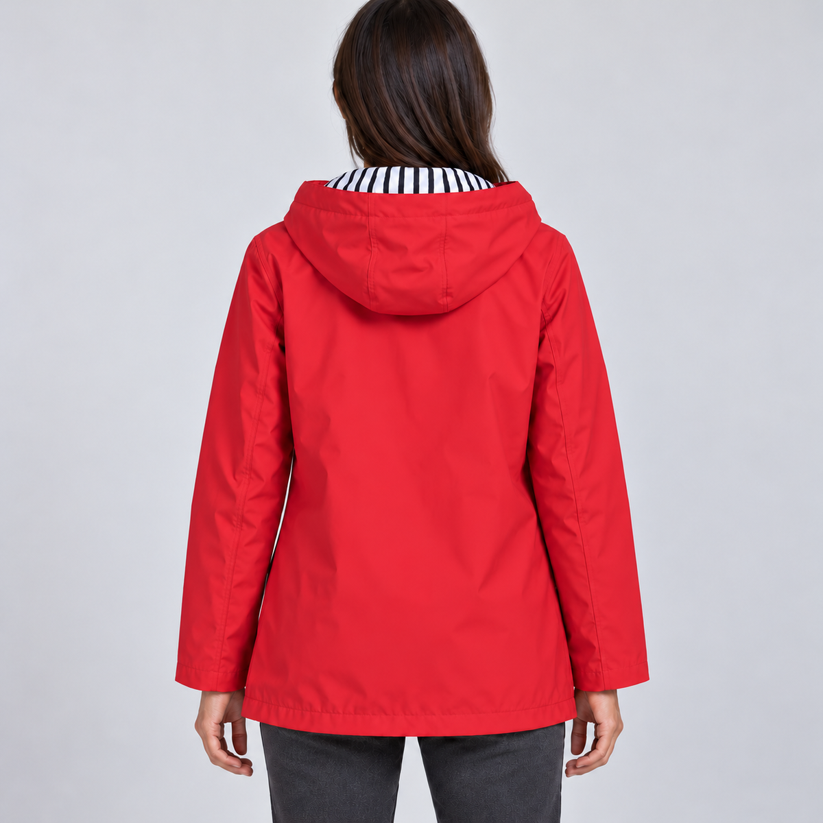Women's Hooded Rain Jacket – Drawstring Hood & Flap Pockets