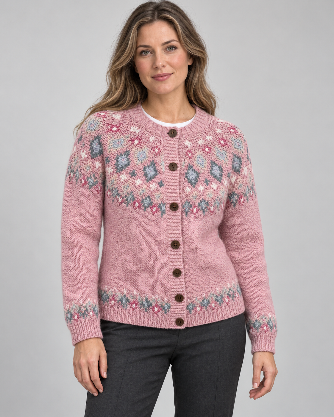 Women’s Cardigan With Fair Isle Yoke