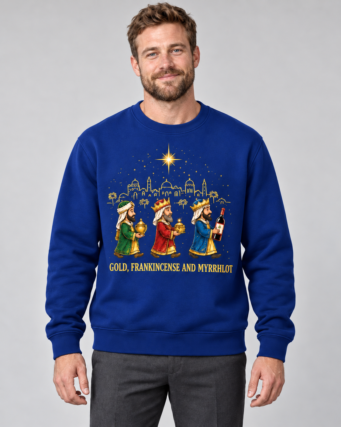 Men’s Christmas Jumper With Wise Men Graphic