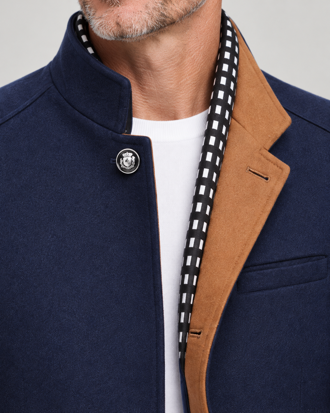 Men’s Pea Coat With Detachable Zip Collar