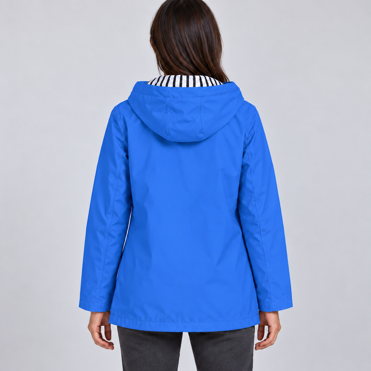 Women's Hooded Rain Jacket – Drawstring Hood & Flap Pockets