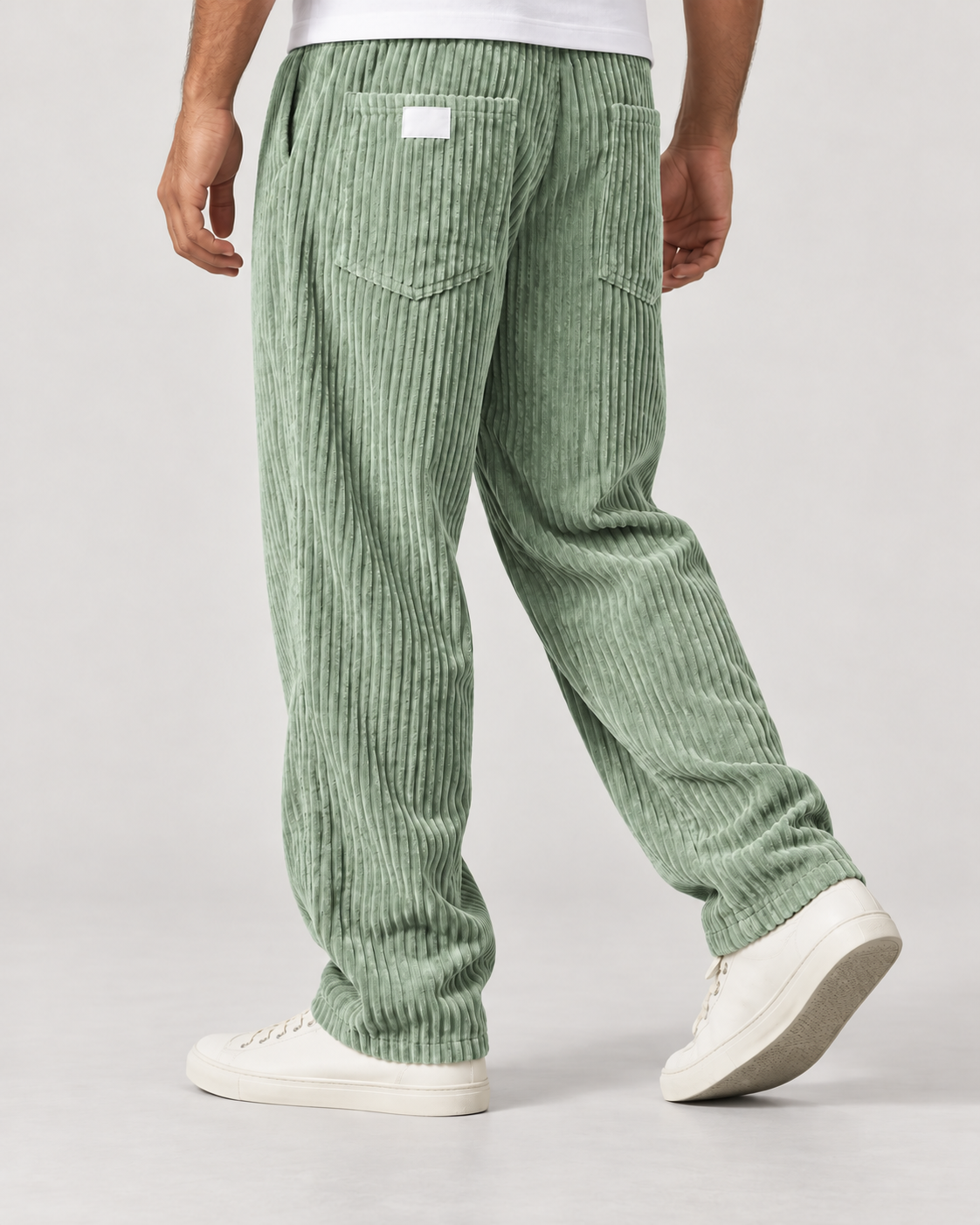 Men’s Corduroy Trousers with Drawstring Waist and Relaxed Fit