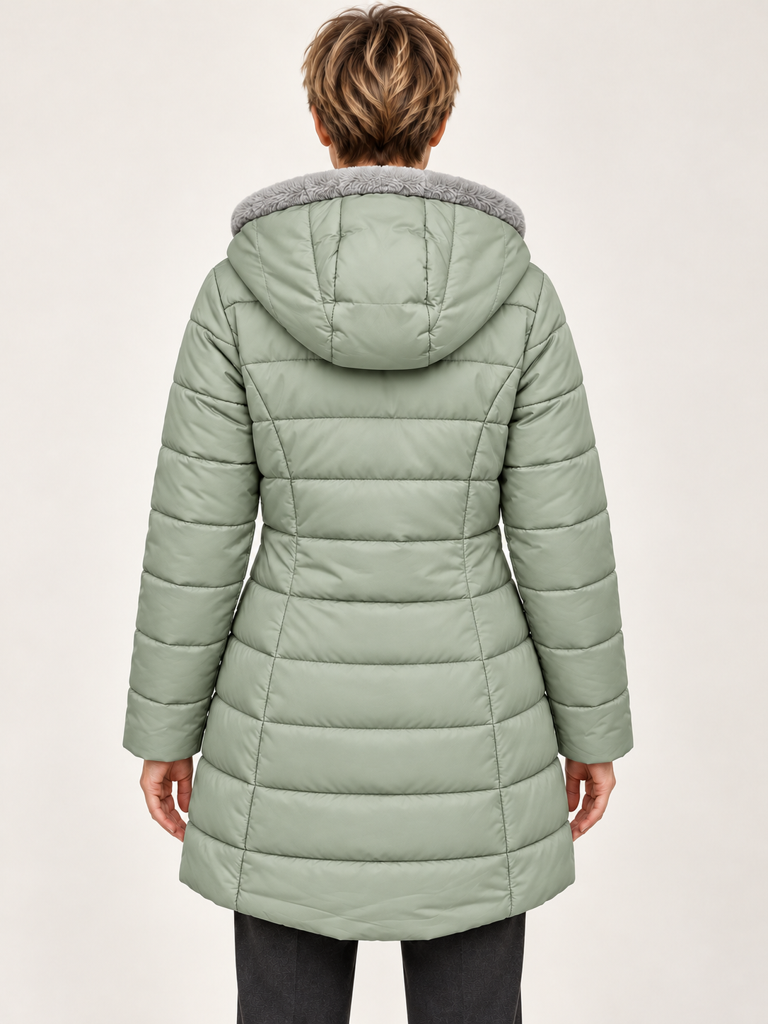 Women’s Hooded Puffer Coat – Fleece-Lined & Longline