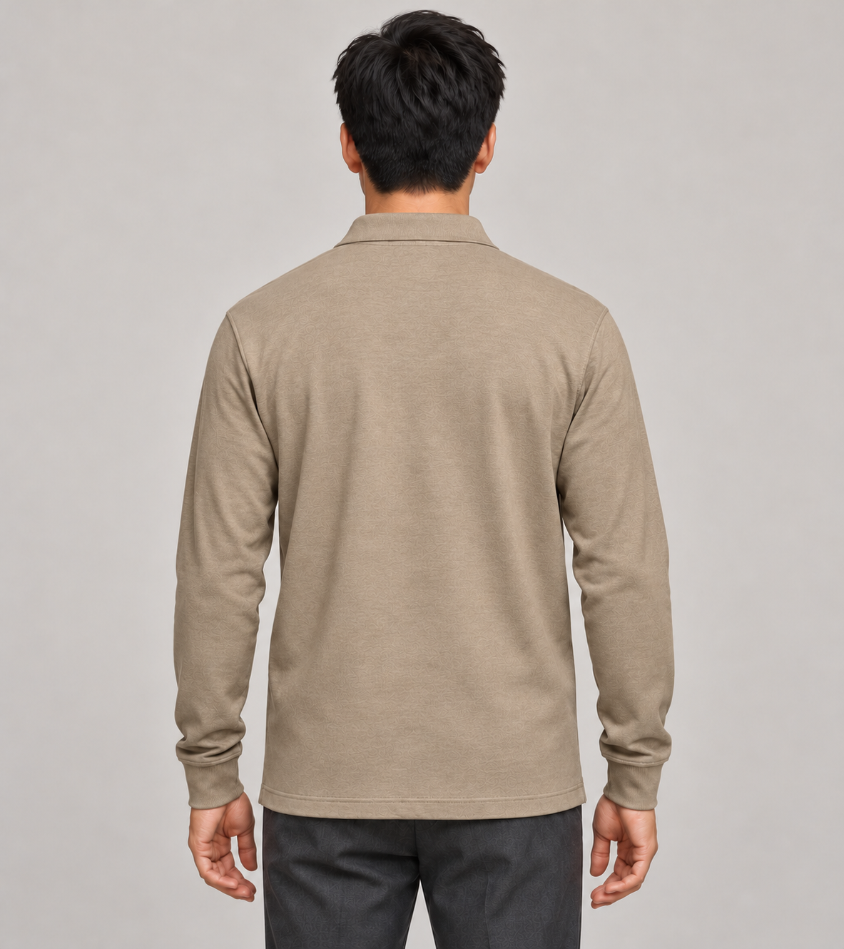 Men's Long-Sleeve Polo Shirt – Classic Collar & Button Placket
