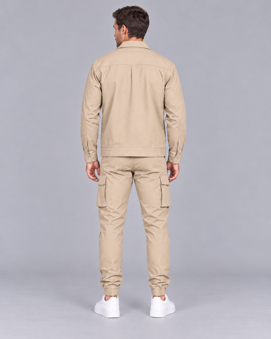 Men's Cargo Jacket and Jogger Set – Collar & Flap Pockets
