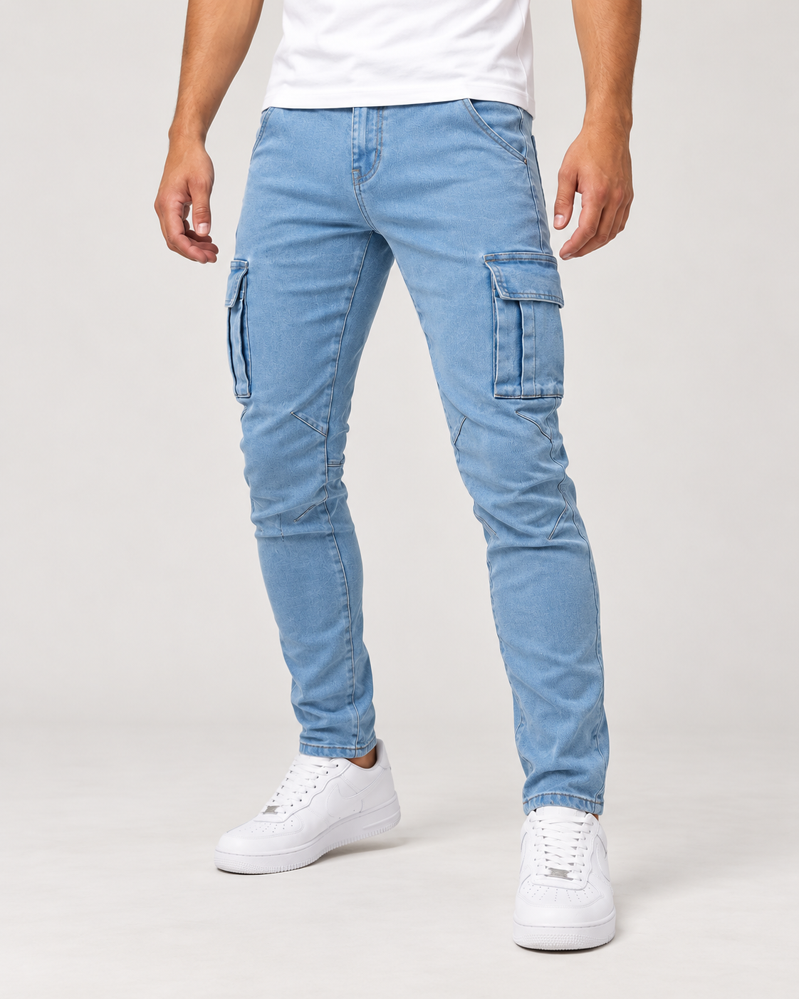 Men’s Cargo Trousers – Stretch Denim & Streamlined Fit