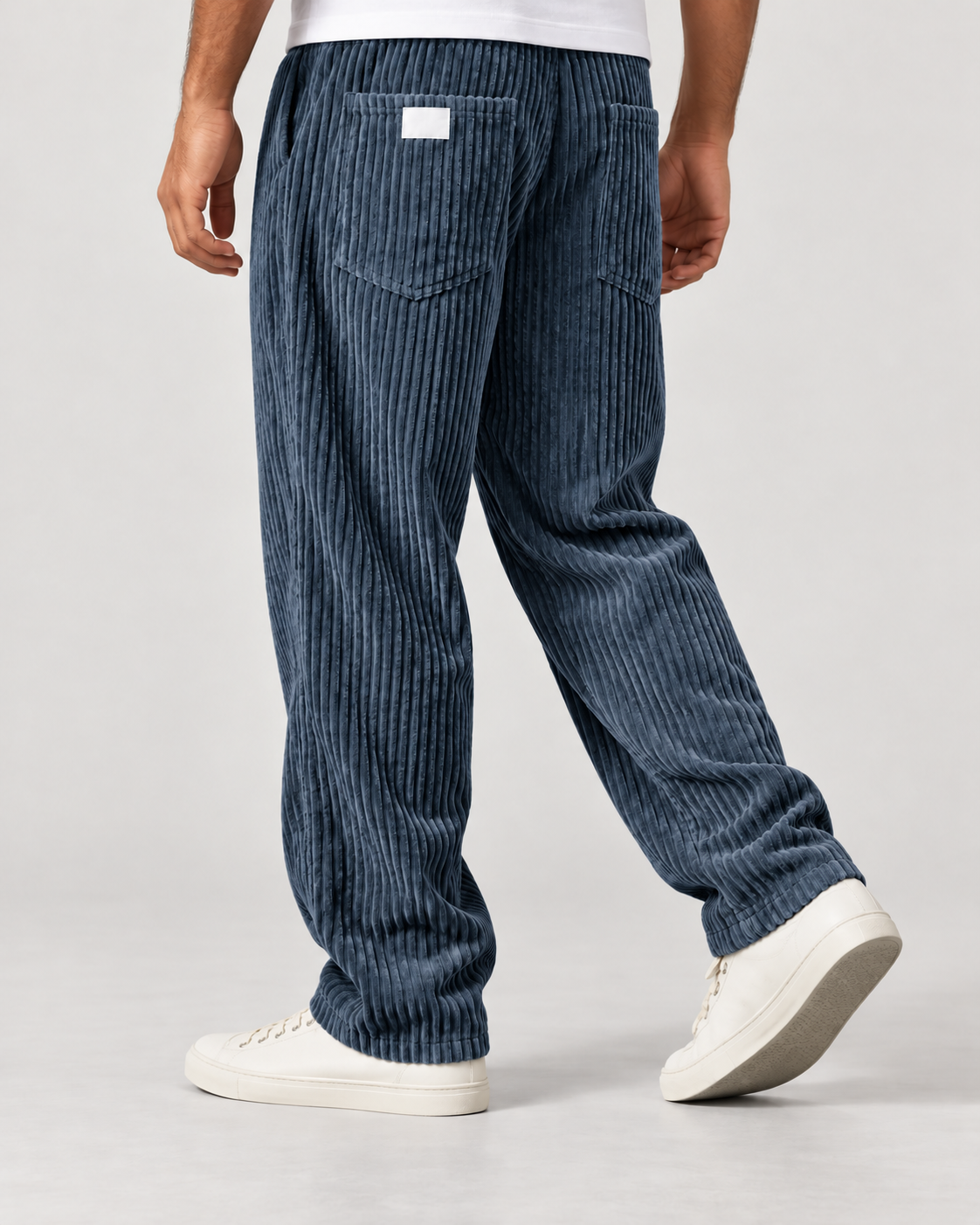 Men’s Corduroy Trousers with Drawstring Waist and Relaxed Fit