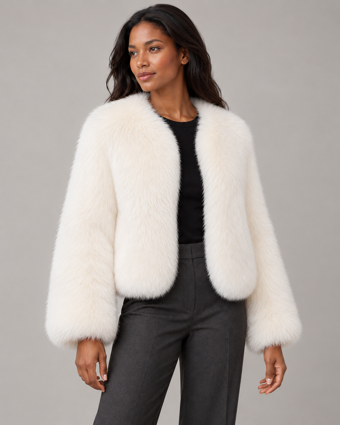 Women’s Faux Fur Jacket With Relaxed Fit