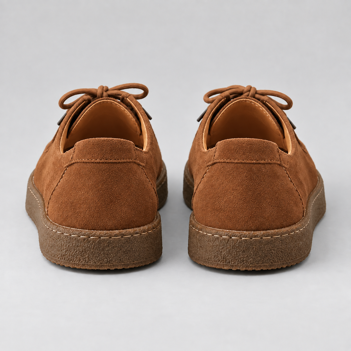 Men's Faux Suede Lace-Up Moccasins – Crepe-Style Sole