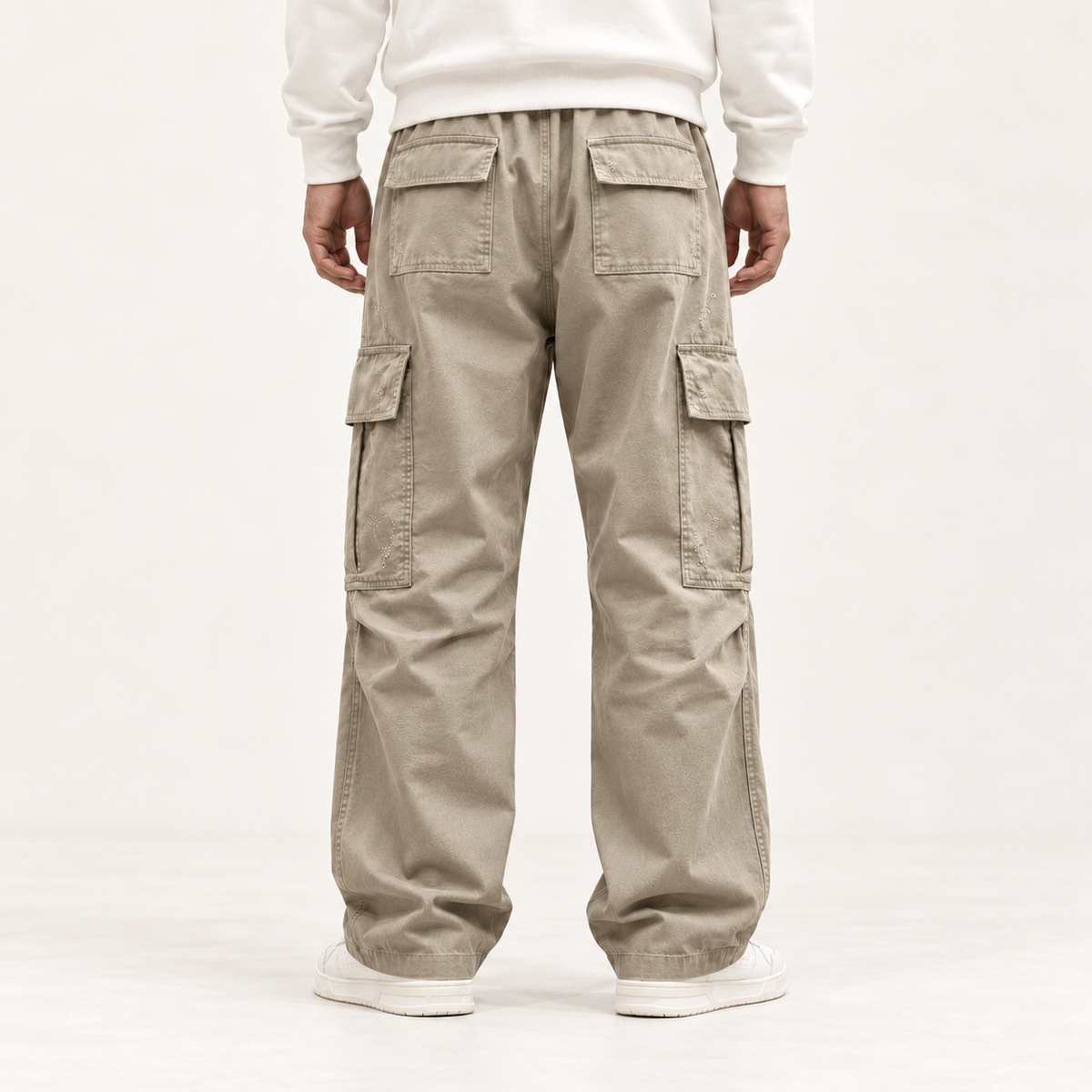 Men's Wide-Leg Cargo Trousers – Drawstring Waist & Relaxed Fit