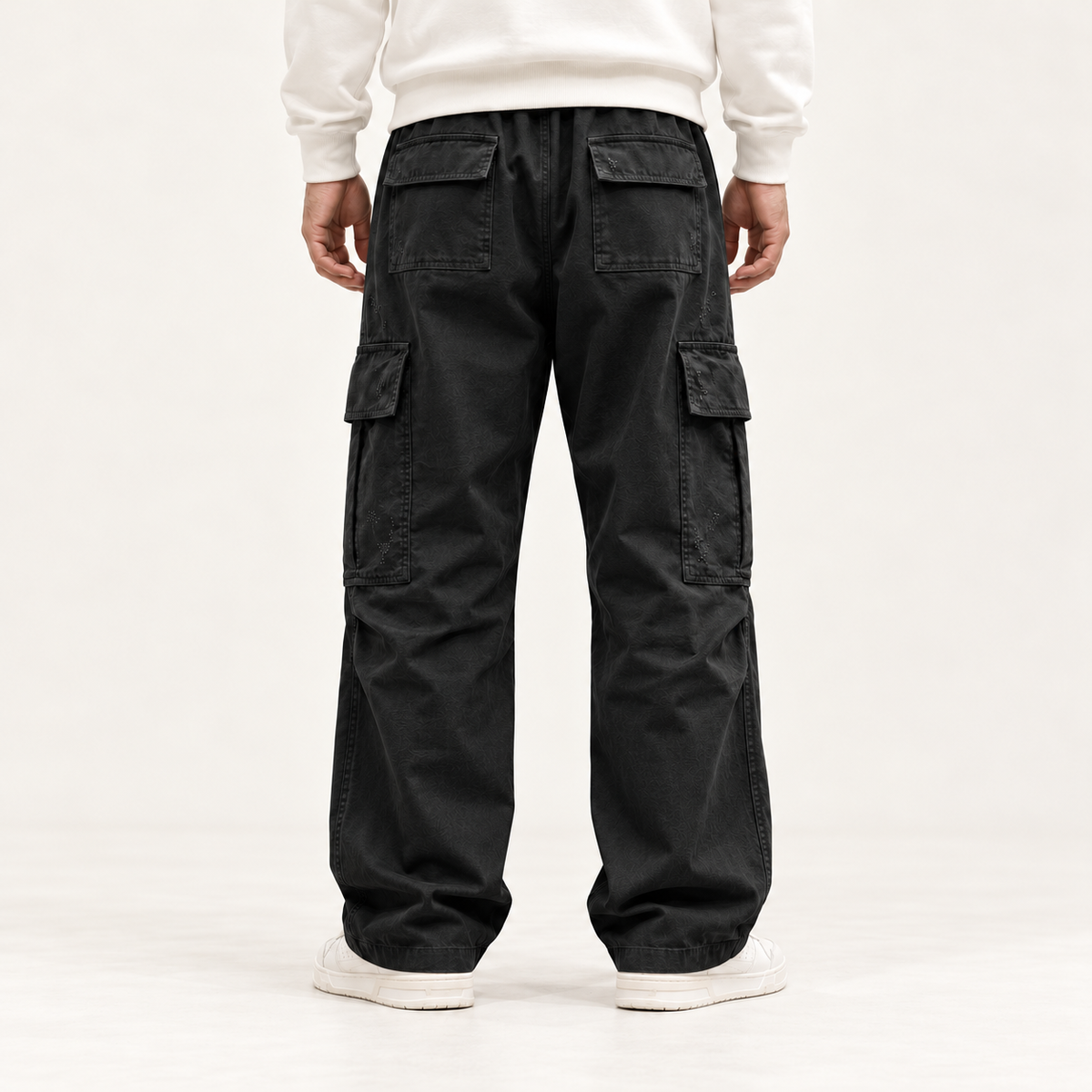 Men's Wide-Leg Cargo Trousers – Drawstring Waist & Relaxed Fit