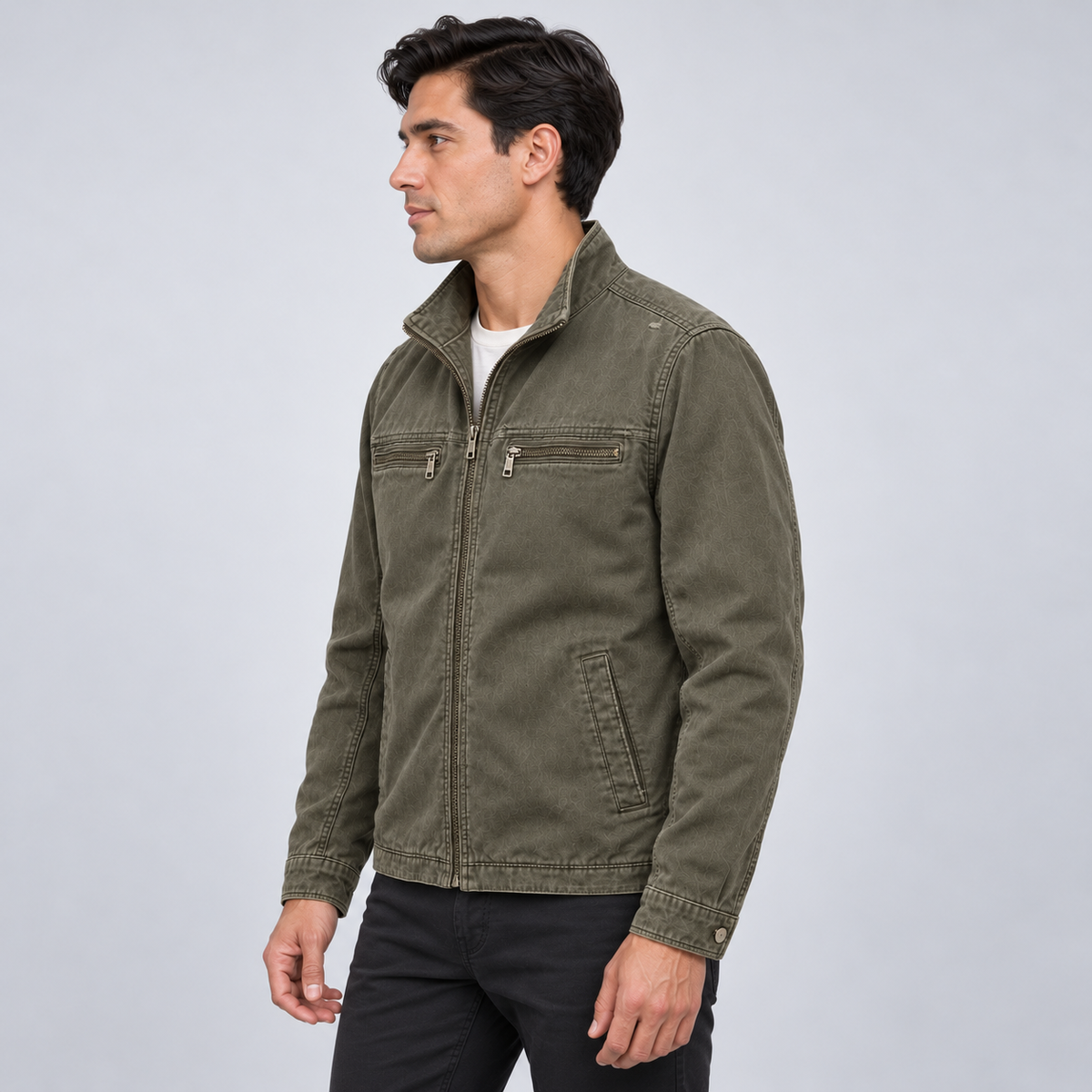 Men's Vintage Field Jacket – Stand Collar & Regular Fit
