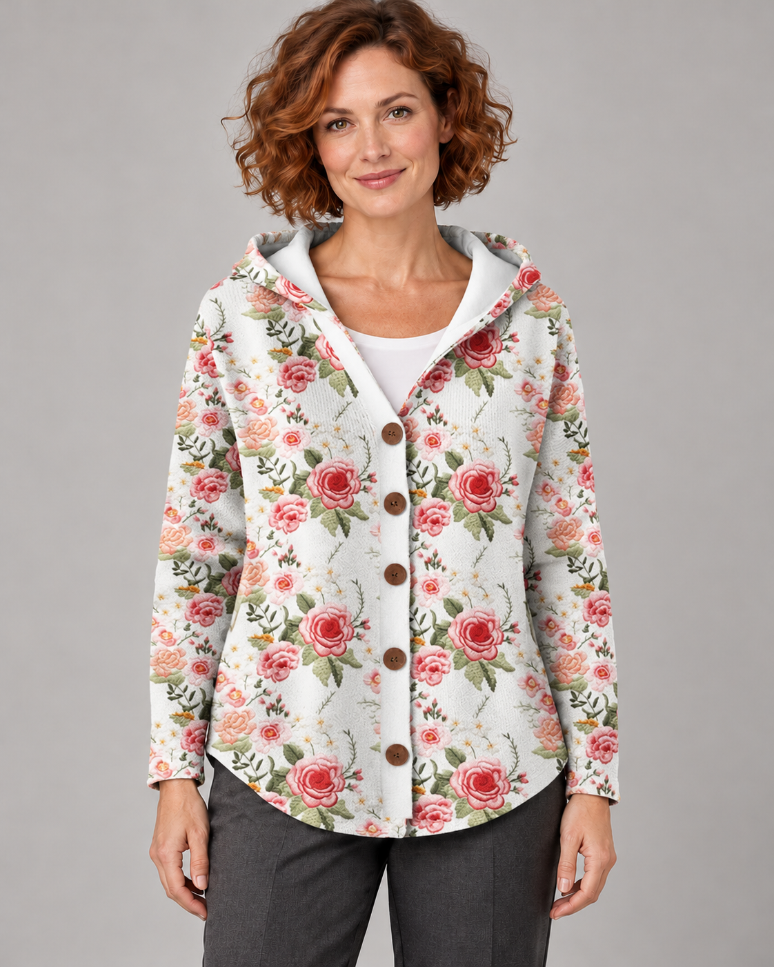 Women’s Cardigan With Hood And Button Front