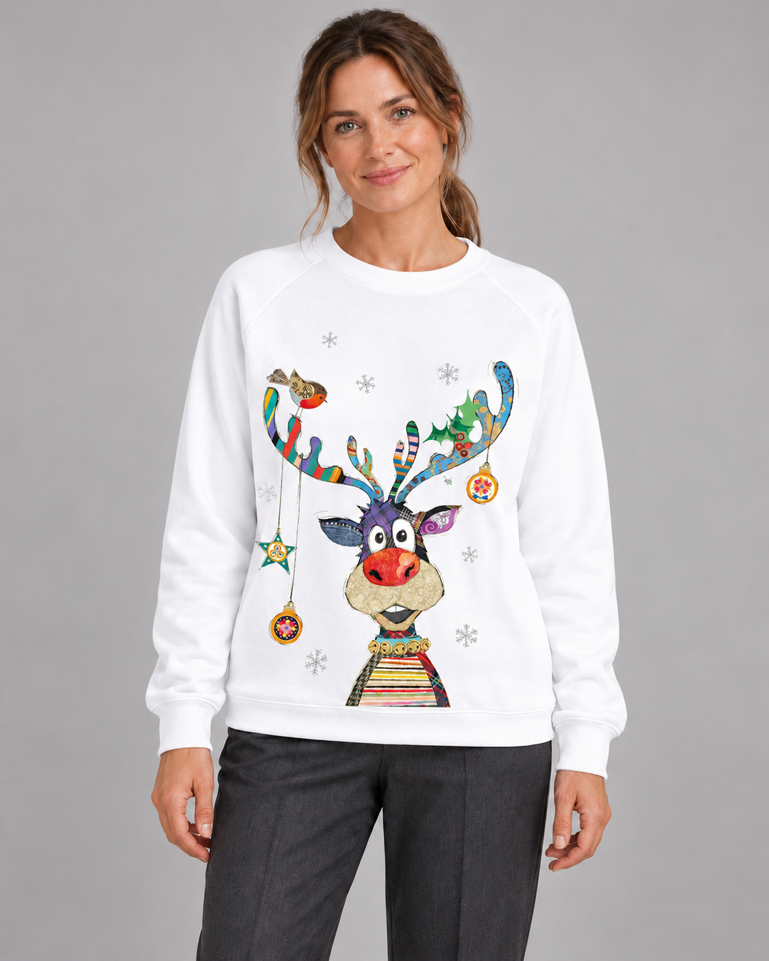Women’s Christmas Jumper With Reindeer Graphic