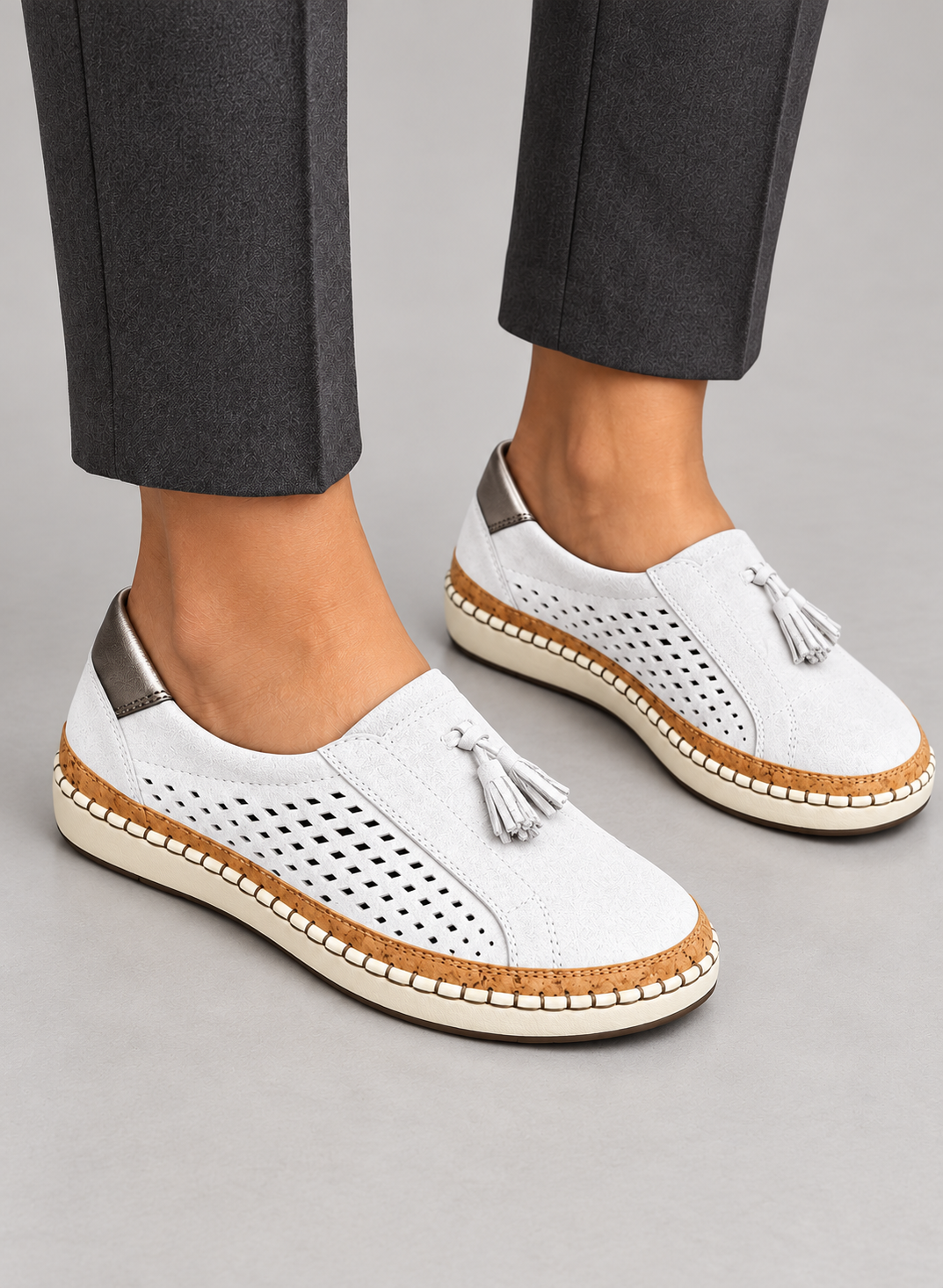 Women’s Slip On Shoes With Perforated Uppers