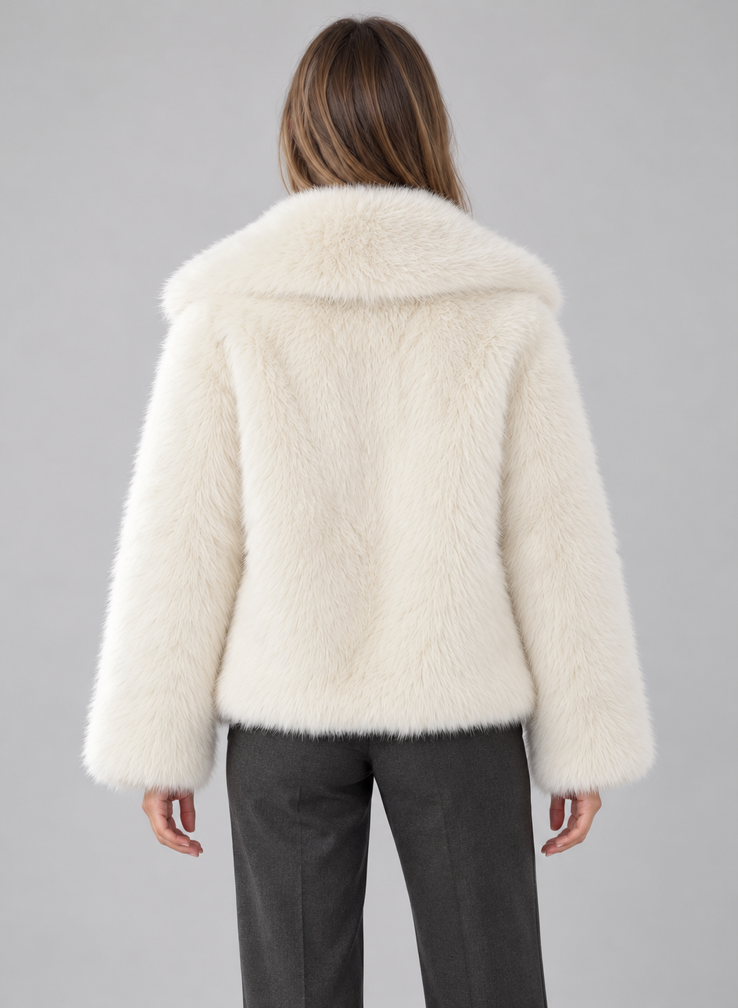 Women’s Faux Fur Jacket With V Neck