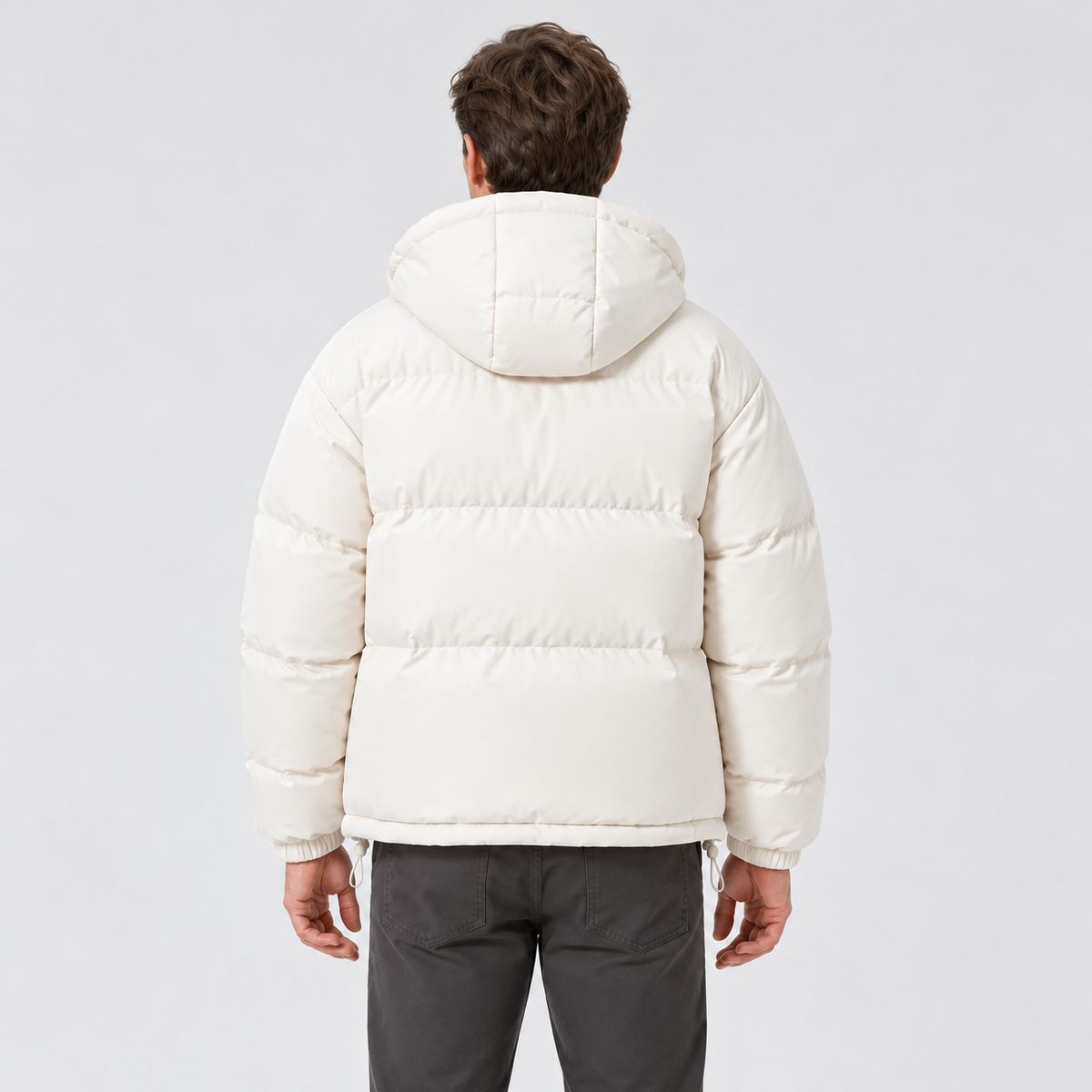 Men's Hooded Puffer Jacket – Zip Front & Relaxed Fit