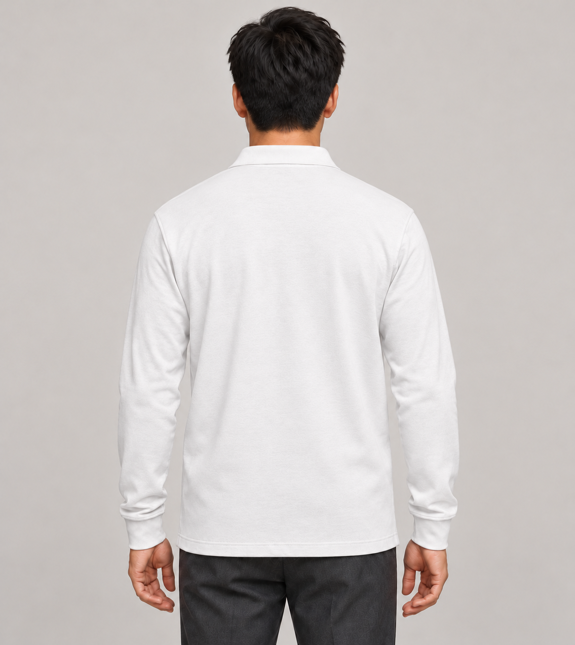 Men's Long-Sleeve Polo Shirt – Classic Collar & Button Placket