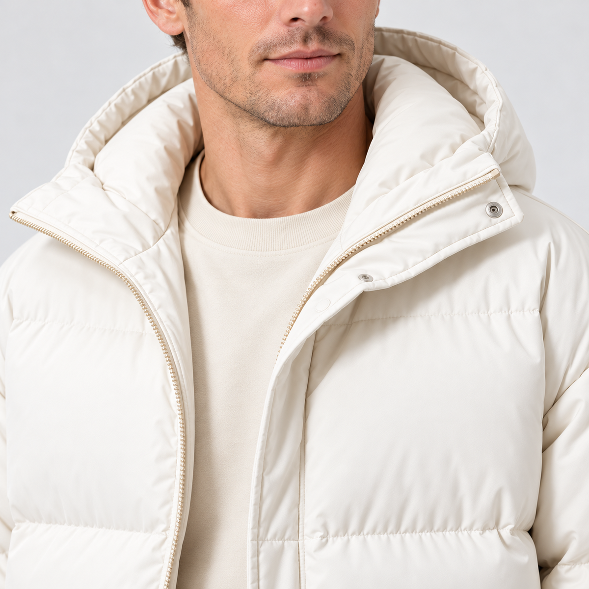 Men's Hooded Puffer Jacket – Zip Front & Relaxed Fit
