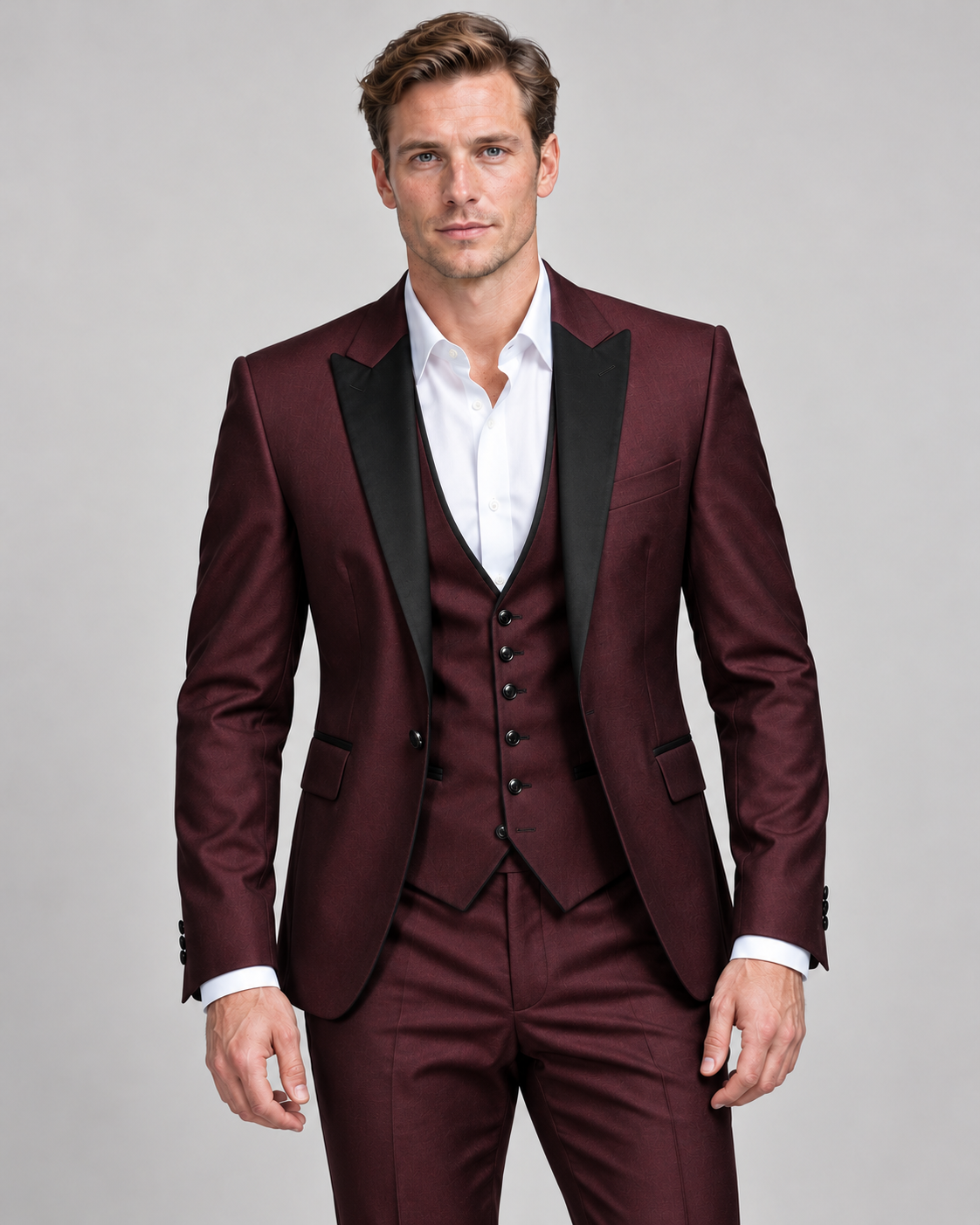 Men’s Suit Three Piece Contrast Lapel Set