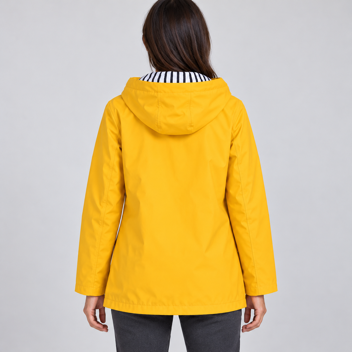 Women's Hooded Rain Jacket – Drawstring Hood & Flap Pockets