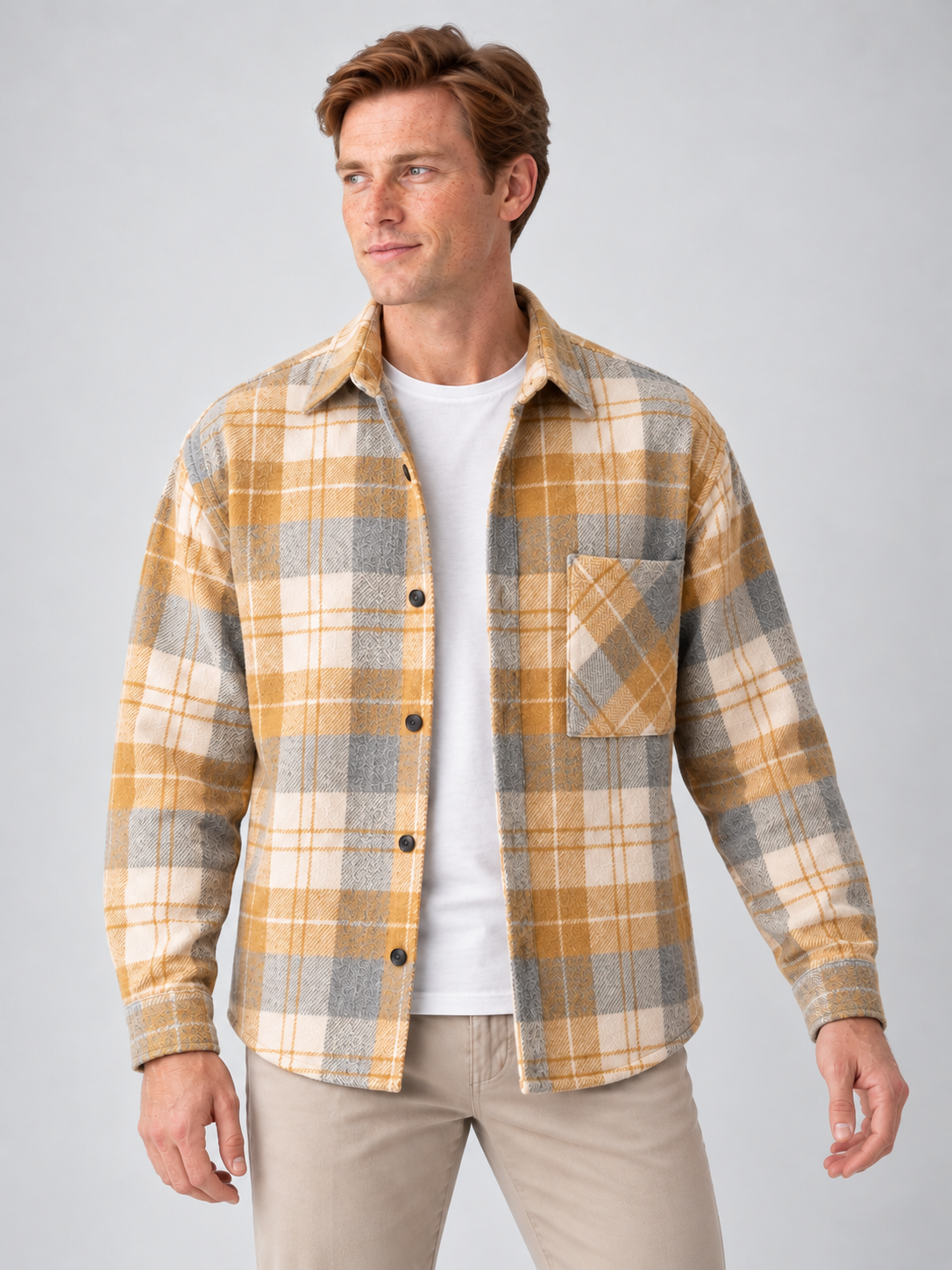 Men's Checked Flannel Overshirt – Button Front & Relaxed Fit