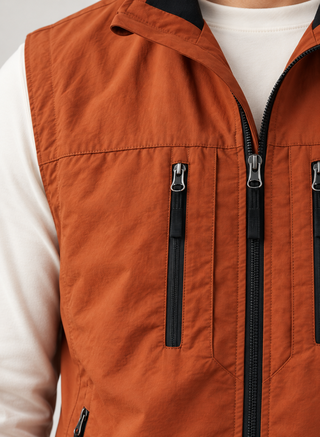 Men’s Gilet In Cotton With Zip Pockets
