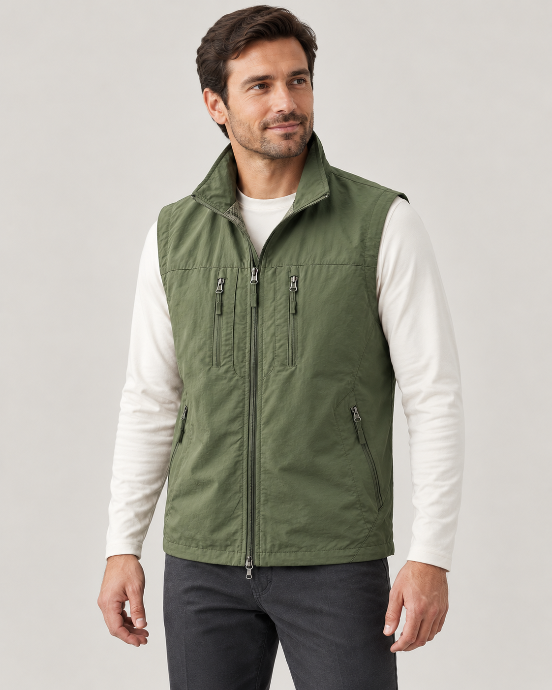 Men’s Gilet In Cotton With Zip Pockets