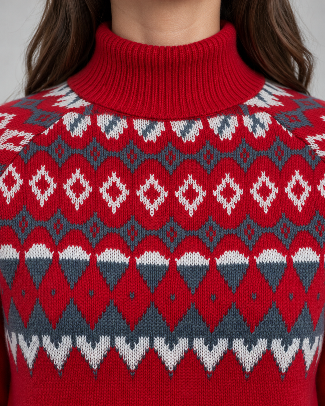 Women’s Jumper With Fair Isle Turtleneck