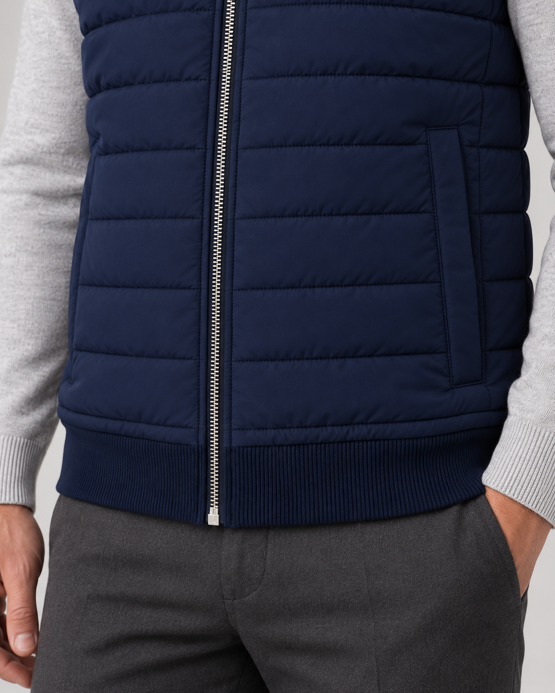 Men’s Gilet With Quilted Zip Front