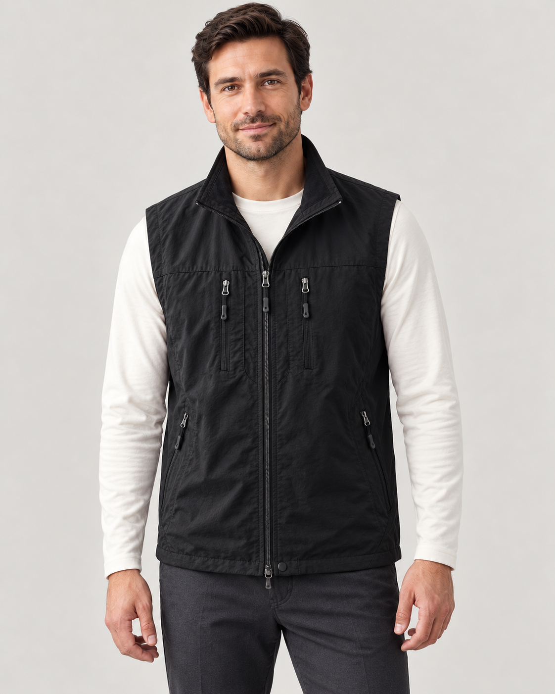 Men’s Gilet In Cotton With Zip Pockets