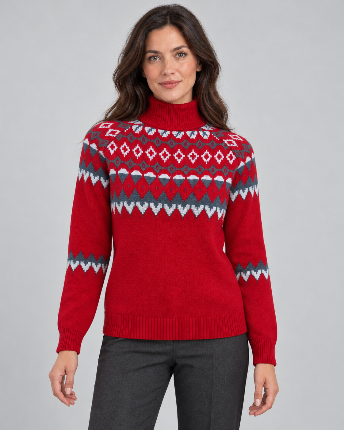 Women’s Jumper With Fair Isle Turtleneck