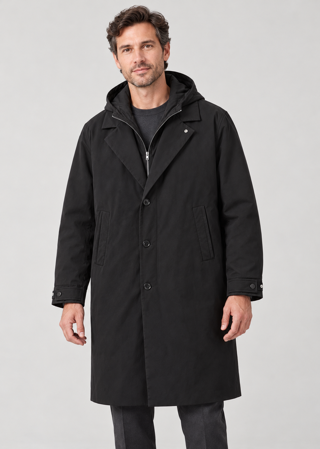Men’s Coat With Hood And Zip Front